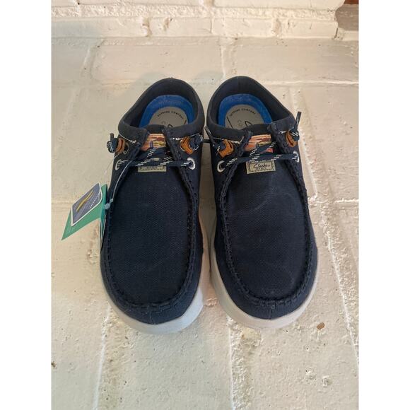 NWT Clarks Men's Driftlite Surf Lace-Up Navy Blue Slip-On Shoe Size 8 - Picture 1 of 7